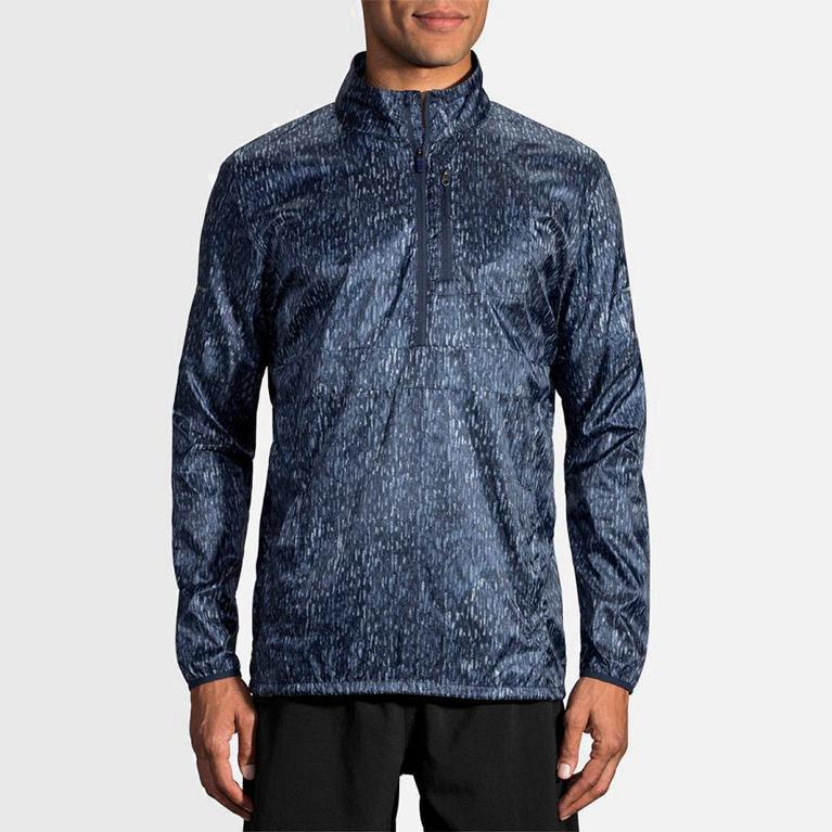 Brooks Lsd Pullover Men's Running Jackets UK Outlet - Blue (QLWFE8401)